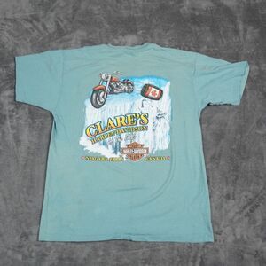 Harley Davidson Shirt Mens Large‎ Green Double Side Clares Niagara Falls USA